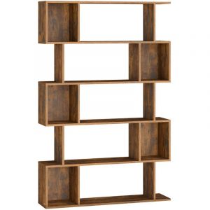 Bibliothèque sur 5 niveaux 24 x 90 x 159 cm marron rustique