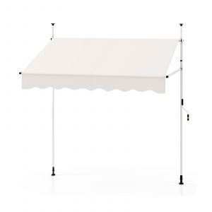Parasol côtier 200 cm blanc - Parasol de balcon sans perçage, réglable en hauteur et résistant aux UV avec commande manuelle