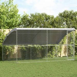 VidaXL Kennel Pour Chiens Avec Stockage 2 Pcs Argent 4 X 2 X 2 M Acier