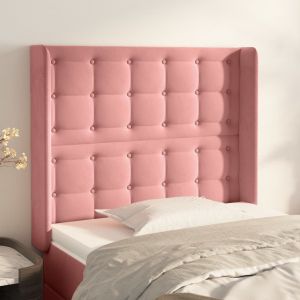 VidaXL Tête de lit avec oreilles Rose 103x16x118/128 cm Velours Pink