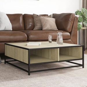 VidaXL Table basse chêne sonoma 80x80x30 cm bois d'ingénierie et métal