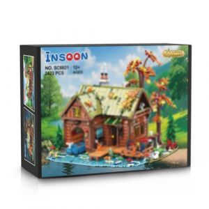 INSOON Maison Cabane sur l&rsquo;Eau &agrave; Construire &ndash; 2423 Pi&egrave;ces, Mini Blocs 3,6mm, LED, D&eacute;cor Nature et Animaux, 12+