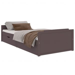 VidaXL Cadre de lit avec tiroirs Marron foncé Pin massif 90x200 cm