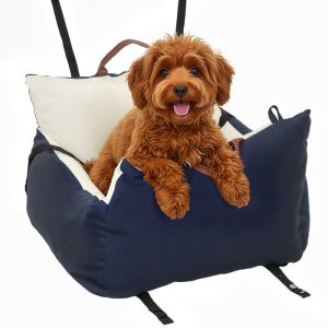 Pawhut Siège auto pour chien - avec ceinture de sécurité et fixation - jusquà 5kg - coussin amovible et lavable - bleu marine