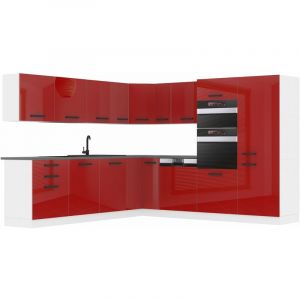 Belini - Cuisine Equipee Complete Jane Muebles de Cuisine Complets. L-Forme Cuisine. Cuisine Complete sans Plan de Travail, Rouge très Brillant