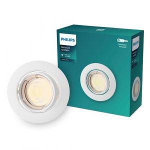 TechBrey Collerette Downlight Ronde Peridot pour Ampoule LED GU10 &Oslash; 75 mm Blanc