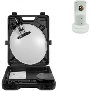 MEGASAT KIT CAMPING CAR Parabole acier blanche 35CM + LNB Single 4K 0,1dB