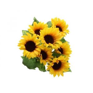 Bouquet 7 tournesols artificiels 34cm jaune - chaks 12695