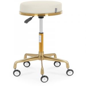 Tabouret de bureau 51 - 64 cm 150 kg beige/or - Tabouret pivotant ergonomique