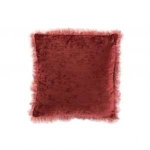 Prix Coussin Déco Franges 45x45cm Bordeaux