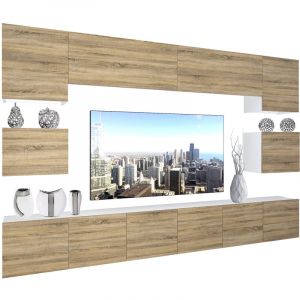 Belini - Unité Murale tv nex i Ensemble Muebles de Salon Complet i Ensemble Meuble tv avec Illumination led i Dimensions: 300 x 180 x 36 cm i Coleur: