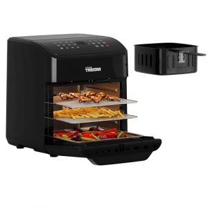 Tristar Mini four & Friteuse à air chaud, 2-en-1 - Airfryer, sans BPA, 12 L, 12 programmes, Hublot, 1800 W, FR-9065, Noir