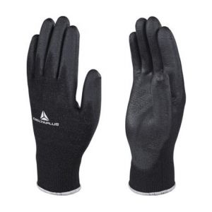 Delta Plus Gant tricot polyester/ paume PU noir 10 VE702PN,