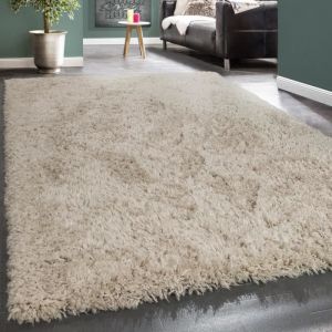 Paco Home - Tapis Poils Hauts Moelleux Moderne Shaggy Style Flokati Confortable Uni Beige 120 cm rond