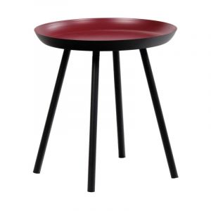 Meubletmoi - Table d'appoint ronde d. 38 cm métal rouge et pieds noirs - lak 8969