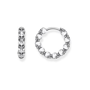 Thomas Sabo Créoles têtes de mort Argent sterling 925, noirci Gris