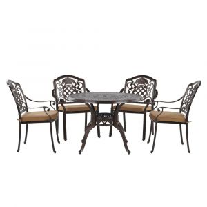Beliani Ensemble de repas de jardin marron 4 places avec coussins beiges SALENTO