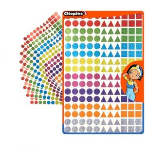 Cleopatre Gommettes Autocollantes G&eacute;om&eacute;triques Holographiques &ndash; 8 couleurs &ndash; Paquet de 10 feuilles (1760 stickers)