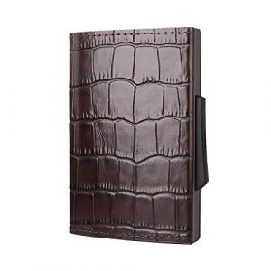 Ogon Smart Wallets - Cascade Slim Wallet - Portefeuille Automatique en Aluminium et Cuir véritable - Porte-Cartes Anti-RFID - Capacité 8 Cartes et Billets