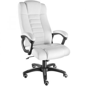 TecTake Fauteuil de direction nuque et assise rembourrées - blanc