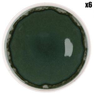 6 Assiettes Oxygen gris/vert bouteille/beige - D.21.5 cm