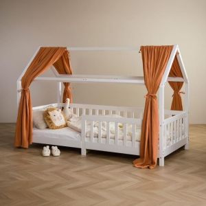 Idimex Rideaux de lit enfant en mousseline de coton, cuivré