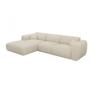 Canapé d'angle velours 5 places beige