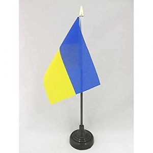 AZ FLAG Drapeau de Table Ukraine 15x10cm - Petit Drapeaux DE Bureau ukrainien 10 x 15 cm Pointe dorée