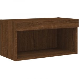 VidaXL Meuble TV avec lumières LED chêne marron 60x30x30 cm