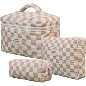 Sc Skycases Travel Essentials - Trousse de maquillage 3 pièces - Coton écologique - Organisateurs floraux matelassés - Spacieuse, durable et idéale pour les voyages