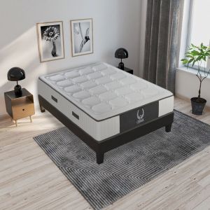 Image de LITERIE | Ensemble César 140x200 cm | Matelas Mémoire de forme + Sommier Bois | Ferme Olympe