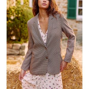 Blazer VICTORYA pied de poule beige foncé