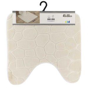 Tendance Tapis contour WC Beige Lin en microfibre à mémoire de forme 45 x 50 cm