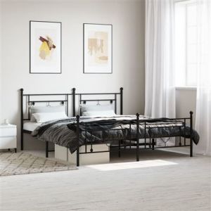 VidaXL Bedframe met voetbord zonder matras metaal zwart 180x200 cm374361