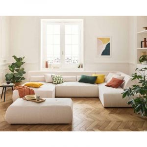 Onyx - pouf d'appoint - en velours c&ocirc;tel&eacute; - Beige