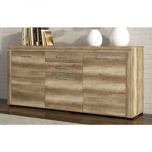 Pegane Buffet, meuble de rangement coloris chene vieilli - Longueur 166,80 x profondeur 41 x hauteur 77 cm -