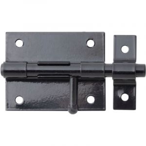 Alberts 863371 Verrou de box | avec poignée ronde et boucle serrée | plastifié, en noir | platine 70 x 57 mm | boulon Ø 9,5 mm | longueur totale 100 mm | kit de 10