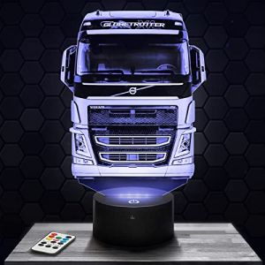 Lampe 3d _ Camion Routier Volvo - Jouet Miniature Cadeau Camion Routier Volvo - Veilleuse Led Tactile avec socle au choix TOP