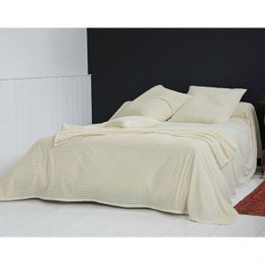 Jet&eacute; de lit 230x245 blanc &eacute;cru en polyester