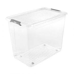 Keeeper Boite plastique transparent avec roulettes 74L