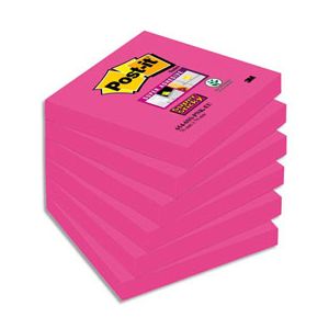 Post-It 654-6SS-PNK - Bloc 90 notes adhésives, 76x76mm, col. rose ultra