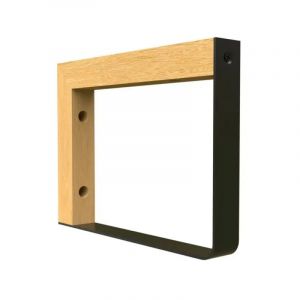 Cîme Console équerre à visser mix r en hêtre brut et acier noir, 152 x 202 mm