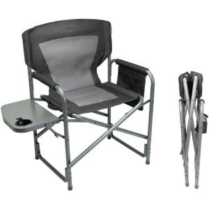 TRVLMORE Chaise de camping - Pliable - Légère - Capacité de charge de 120 kg - Noire