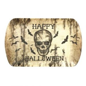 PLATEAU TÊTE DE MORT 39X24 CM DECORS DE TABLE HALLOWEEN BLANC