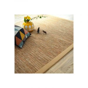 D&eacute;coweb Tapis tiss&eacute; plat - Born&eacute;o nature - Ganse coton caf&eacute; au lait - 250 x 350 cm