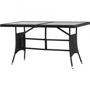 VidaXL Table de jardin Noir 140x80x74 cm R&eacute;sine tress&eacute;e