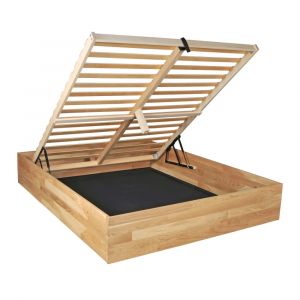 Weber Industries Lit coffre en chêne massif huilé 180x200 cm