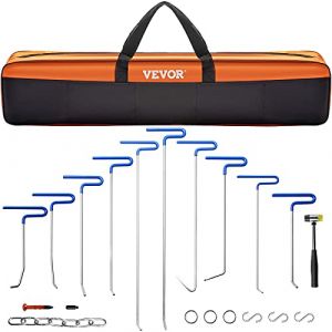 VEVOR Rods Kit de débosselage 20 pièces sans Peinture en Acier Inoxydable Outil Professionnel de débosselage de Queue de Baleine Outil de débosselage pour Bosses mineures, Bosses de Porte et dommages