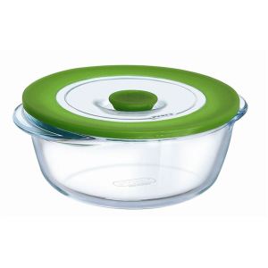 Pyrex 4936411 - Plat rond 4 en 1 en verre avec couvercle vapeur (20 cm)