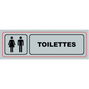 Viso Plaque de signalisation auto-adh&eacute;sive - aluminium - 17 x 5cm - Toilettes Hommes/Femmes